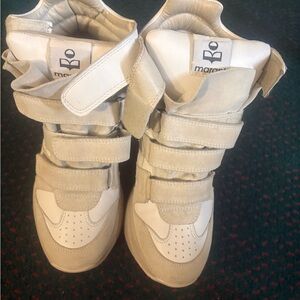 Isabel Marant Beige and White Wedge Sneakers only 650